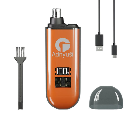 Adnyusi 2026 Professional Painless Nose Hair Trimmer – Unisex, USB Charging, Digital Display, Double-Edged Blade, Portable & Lightweight