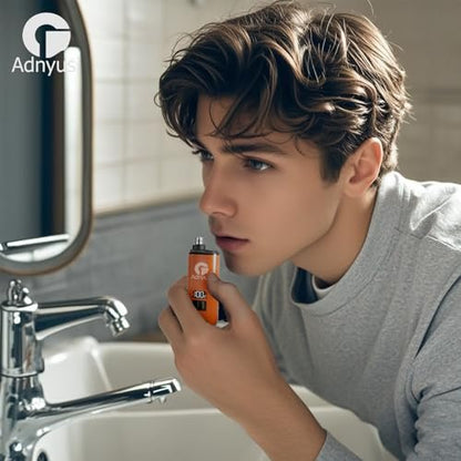 Adnyusi 2026 Professional Painless Nose Hair Trimmer – Unisex, USB Charging, Digital Display, Double-Edged Blade, Portable & Lightweight