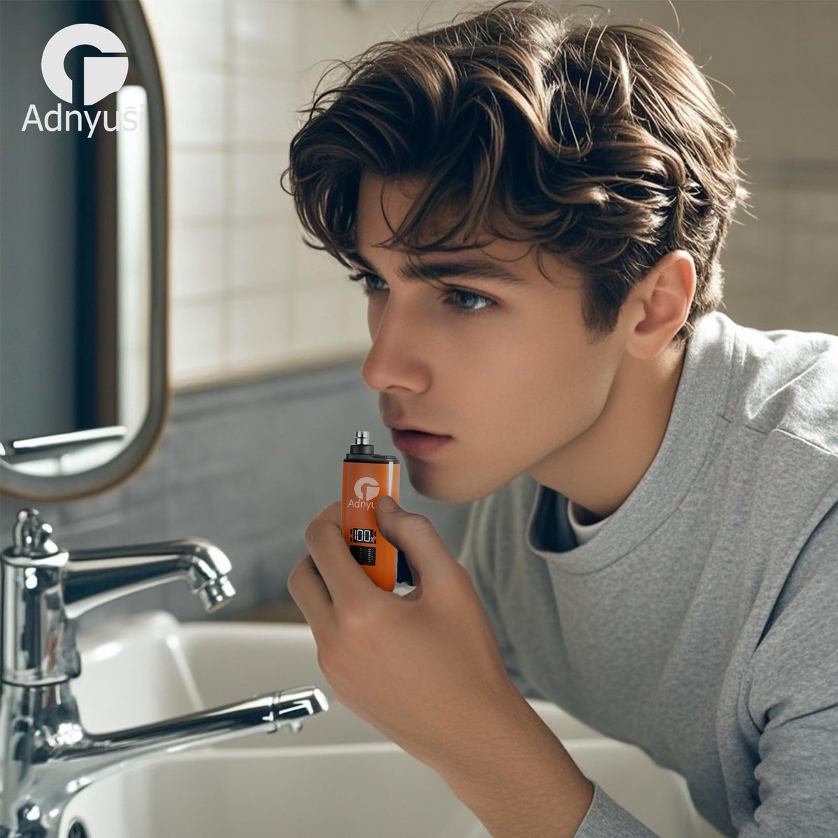 Adnyusi 2026 Professional Painless Nose Hair Trimmer – Unisex, USB Charging, Digital Display, Double-Edged Blade, Portable & Lightweight - görsel 3