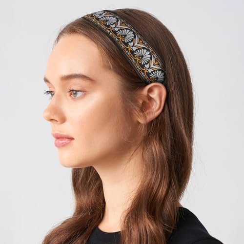 Qianyu 6 Pack Adjustable Non-Slip Velvet Lined Retro Headbands for Women - Elastic Fabric Hairbands for Yoga, Work, Makeup - görsel 8