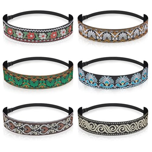 Qianyu 6 Pack Adjustable Non-Slip Velvet Lined Retro Headbands for Women - Elastic Fabric Hairbands for Yoga, Work, Makeup - görsel 2