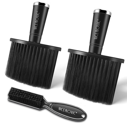 NICEMOVIC 3-Pack Barber Neck Duster – Professional Nylon Brush for Hair Cutting & Styling, Black