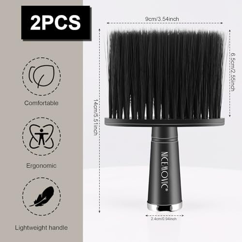 NICEMOVIC 3-Pack Barber Neck Duster – Professional Nylon Brush for Hair Cutting & Styling, Black - görsel 6