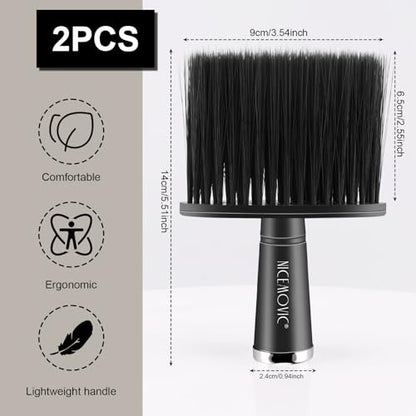 NICEMOVIC 3-Pack Barber Neck Duster – Professional Nylon Brush for Hair Cutting & Styling, Black