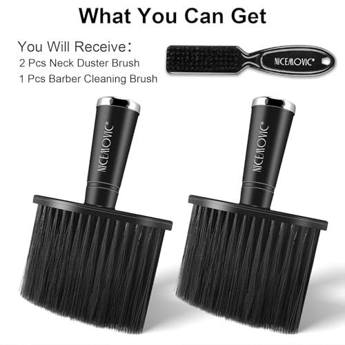 NICEMOVIC 3-Pack Barber Neck Duster – Professional Nylon Brush for Hair Cutting & Styling, Black - görsel 14