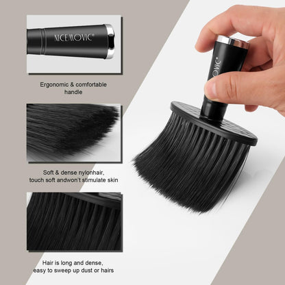 NICEMOVIC 3-Pack Barber Neck Duster – Professional Nylon Brush for Hair Cutting & Styling, Black