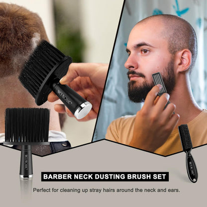 NICEMOVIC 3-Pack Barber Neck Duster – Professional Nylon Brush for Hair Cutting & Styling, Black