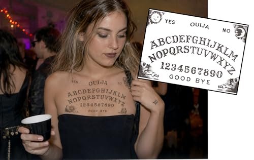 InkWear Ouija Board Halloween Temporary Tattoos – Realistic Look, Black, 18g - görsel 2