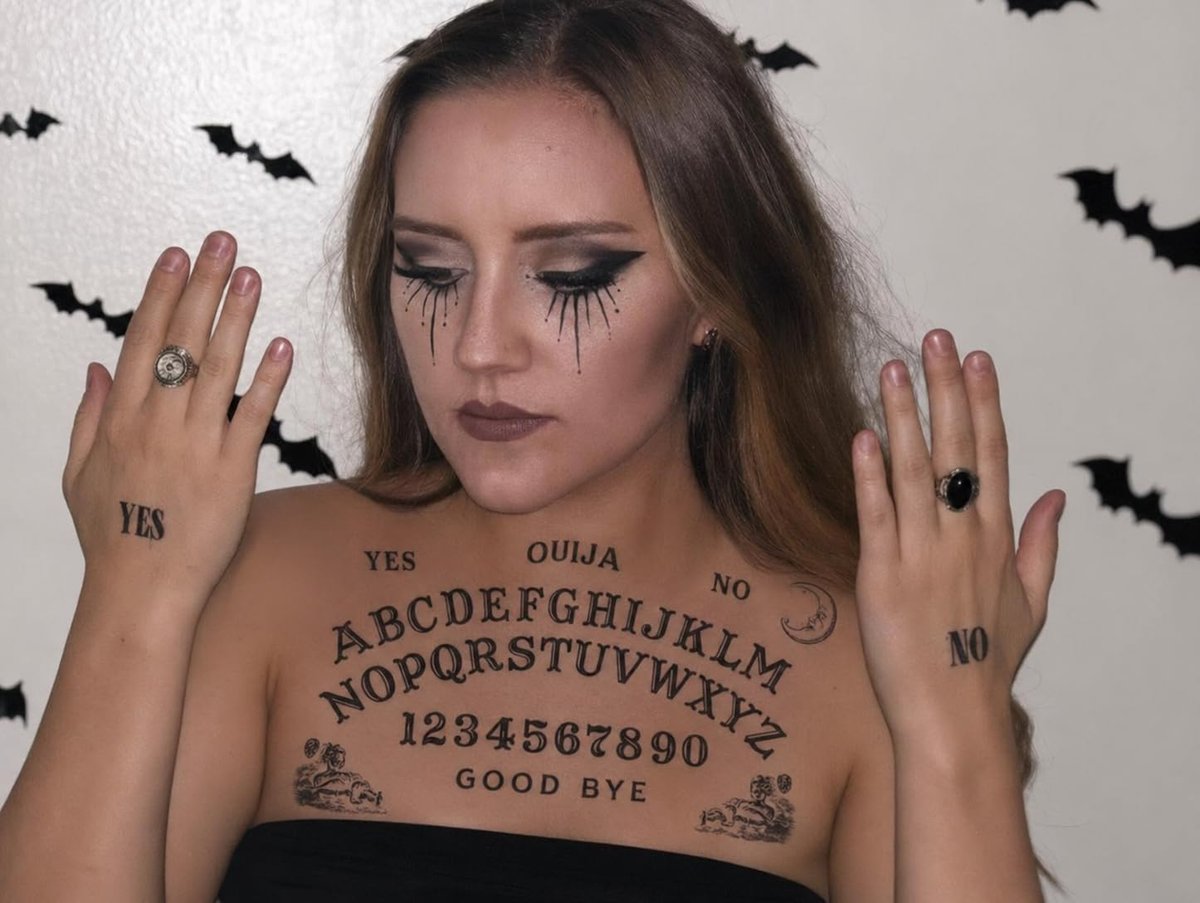 InkWear Ouija Board Halloween Temporary Tattoos – Realistic Look, Black, 18g - görsel 5