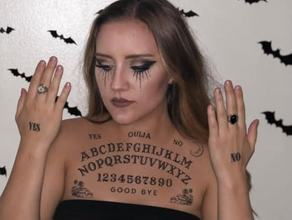 InkWear Ouija Board Halloween Temporary Tattoos – Realistic Look, Black, 18g