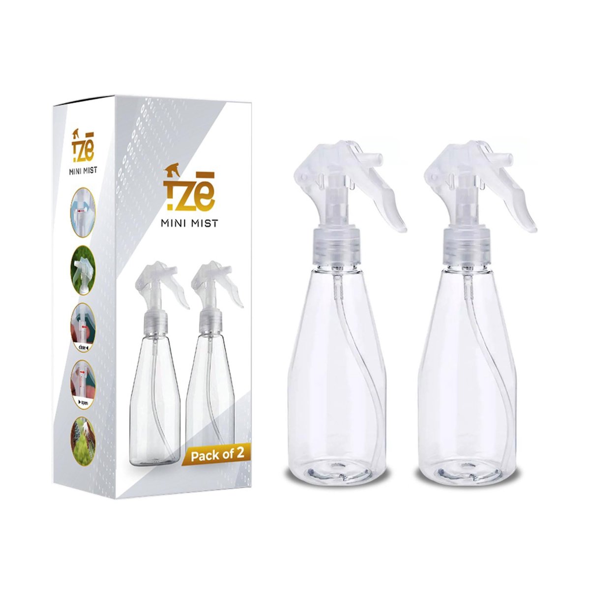 FZE Ultra Fine Mist Spray Bottles Pack of 2 – 6.76 oz (200ml) Plant Mister for Hair, Plants, Cleaning, Gardening, Essential Oils - görsel 1