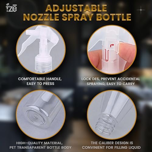 FZE Ultra Fine Mist Spray Bottles Pack of 2 – 6.76 oz (200ml) Plant Mister for Hair, Plants, Cleaning, Gardening, Essential Oils - görsel 14