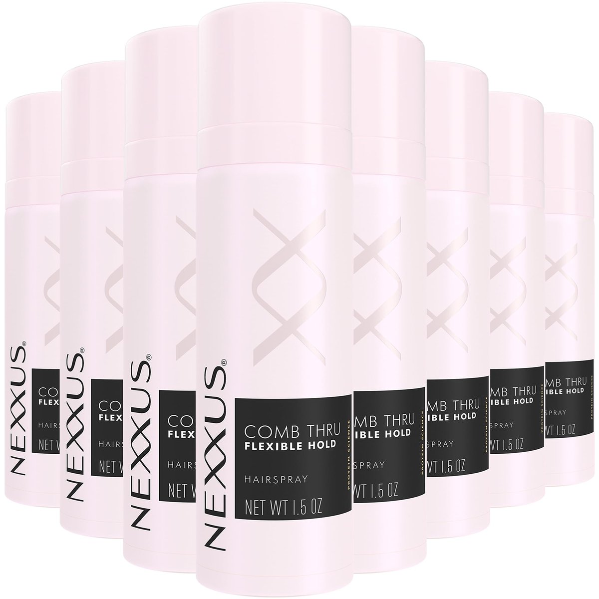 Nexxus Travel Hairspray Comb Thru Flexible Hold 8-Pack – 72-Hour Anti-Humidity Shield, 48-Hour Frizz Control, Rose Fragrance, 1.5 oz Each Avelisse