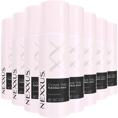 Nexxus Travel Hairspray Comb Thru Flexible Hold 8-Pack – 72-Hour Anti-Humidity Shield, 48-Hour Frizz Control, Rose Fragrance, 1.5 oz Each Avelisse