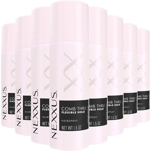 Nexxus Travel Hairspray Comb Thru Flexible Hold 8-Pack – 72-Hour Anti-Humidity Shield, 48-Hour Frizz Control, Rose Fragrance, 1.5 oz Each Avelisse