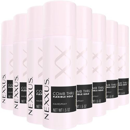 Nexxus Travel Hairspray Comb Thru Flexible Hold 8-Pack – 72-Hour Anti-Humidity Shield, 48-Hour Frizz Control, Rose Fragrance, 1.5 oz Each Avelisse