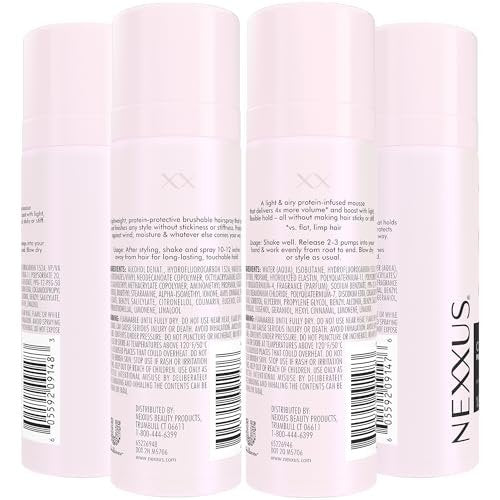 Nexxus Travel Styling Bundle - Flexible Hairspray 1.5 oz 2-Pack + Volume Mousse 2 oz 2-Pack - Anti-Humidity Frizz Control with Rose Fragrance Avelisse