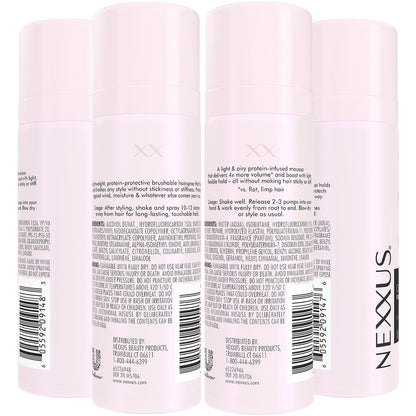 Nexxus Travel Styling Bundle - Flexible Hairspray 1.5 oz 2-Pack + Volume Mousse 2 oz 2-Pack - Anti-Humidity Frizz Control with Rose Fragrance Avelisse