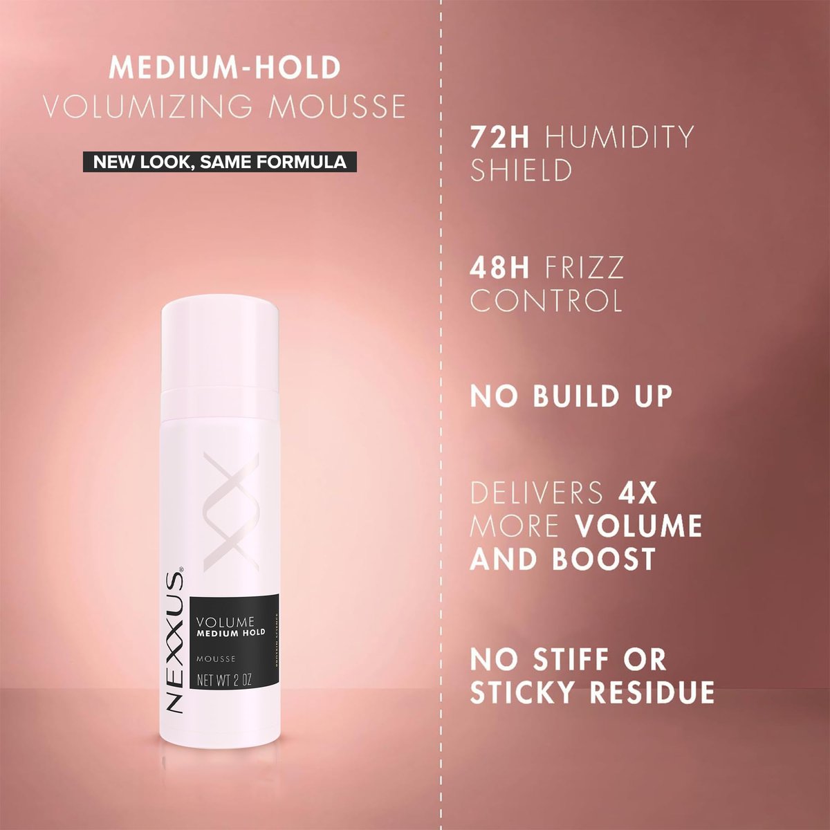 Nexxus Travel Styling Bundle - Flexible Hairspray 1.5 oz 2-Pack + Volume Mousse 2 oz 2-Pack - Anti-Humidity Frizz Control with Rose Fragrance Avelisse