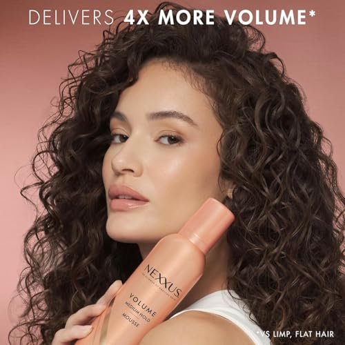 Nexxus Travel Mousse Volume Medium Hold 4-Pack – 72-Hour Anti-Humidity Shield, 48-Hour Frizz Control, Rose Fragrance, 2 oz Each Avelisse