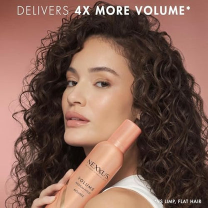 Nexxus Travel Mousse Volume Medium Hold 4-Pack – 72-Hour Anti-Humidity Shield, 48-Hour Frizz Control, Rose Fragrance, 2 oz Each Avelisse