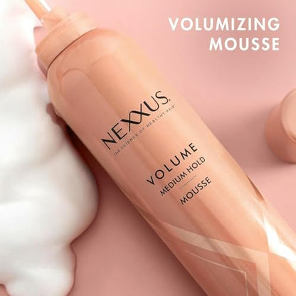 Nexxus Travel Mousse Volume Medium Hold 4-Pack – 72-Hour Anti-Humidity Shield, 48-Hour Frizz Control, Rose Fragrance, 2 oz Each Avelisse
