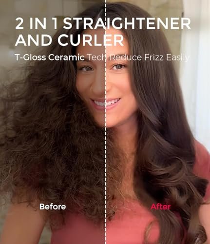 TYMO STYLUX 2.0 Thermal Brush Curling Iron - 1.7" Blowout Volumizer with Flexi-Fit for Hair Straightening & Curling, Dual Voltage, Gold Avelisse