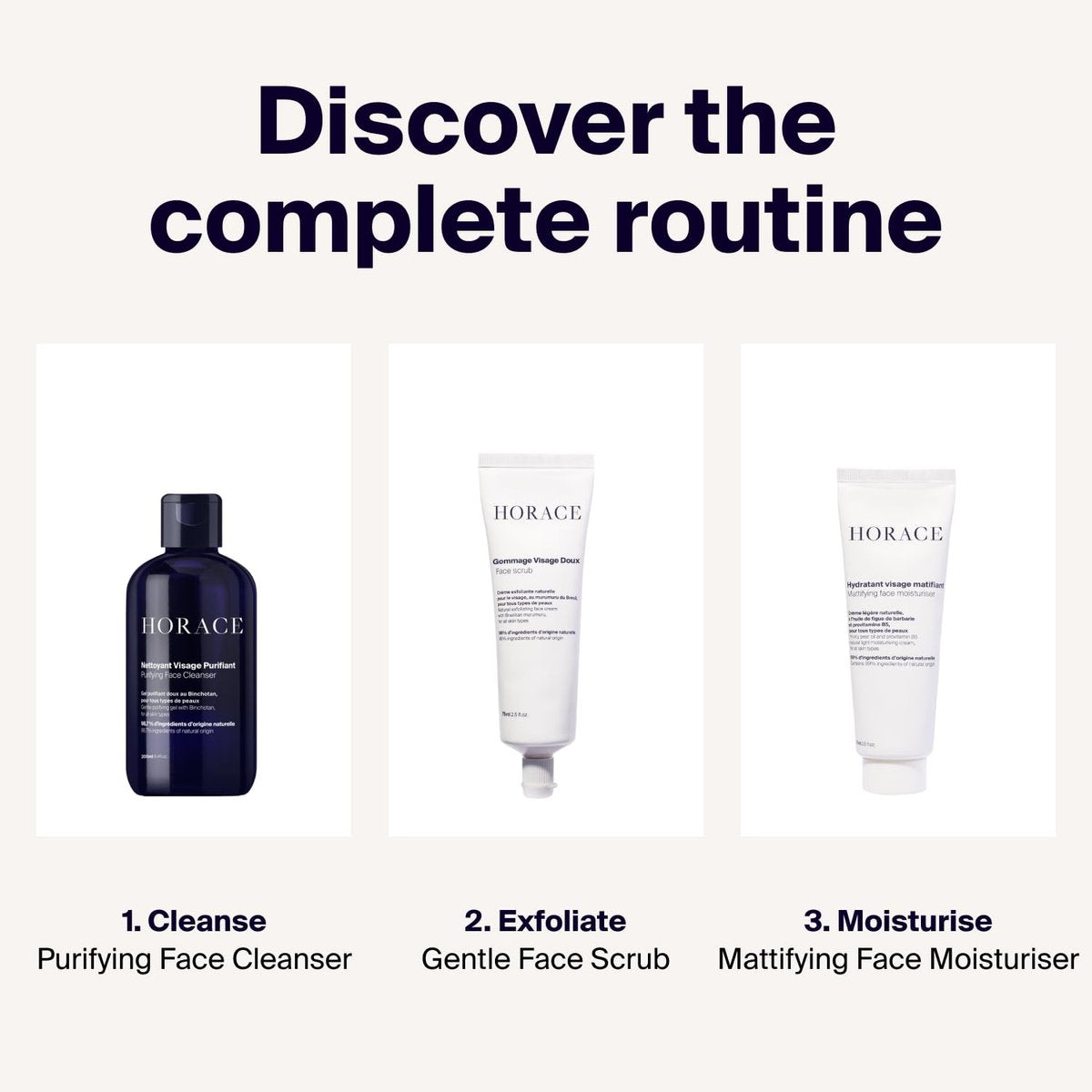 HORACE Face Cleanser for Men - Purifying Gel, Excess Sebum Control, Unscented, 200 ml Avelisse