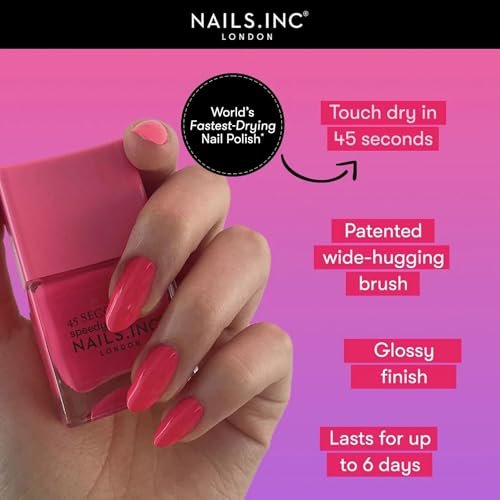 Nails Inc 45 Second Speedy Gloss Nail Polish - Sienna Sheer Pink - Quick Dry, No Chip, Long Lasting - Vegan 0.47 Fl Oz - görsel 8