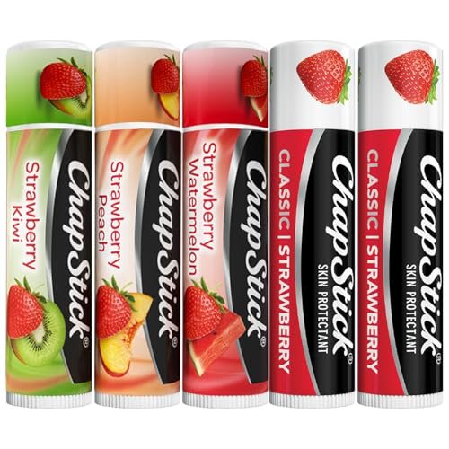 ChapStick Strawberry Lip Balm 5-Pack – Remix 3-Pack + Original 2-Pack, Sweet & Fruity Moisturizers for Dry Lips, 0.15 Oz Each - görsel 2