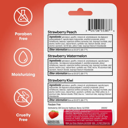 ChapStick Strawberry Lip Balm 5-Pack – Remix 3-Pack + Original 2-Pack, Sweet & Fruity Moisturizers for Dry Lips, 0.15 Oz Each