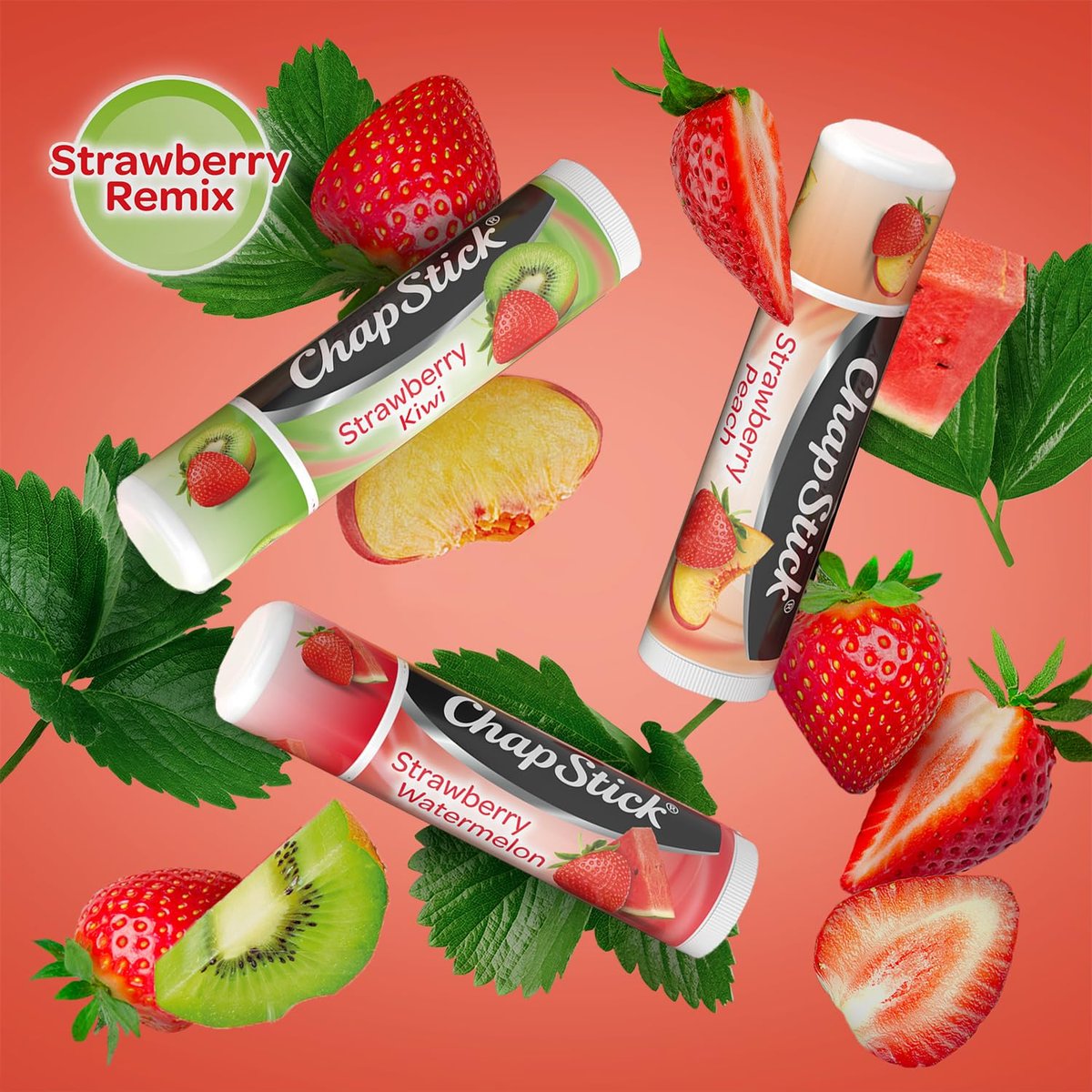 ChapStick Strawberry Lip Balm 5-Pack – Remix 3-Pack + Original 2-Pack, Sweet & Fruity Moisturizers for Dry Lips, 0.15 Oz Each - görsel 9
