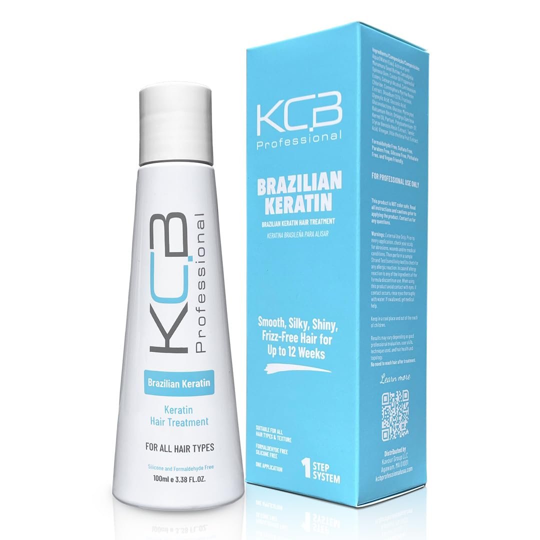 KCB Professional Brazilian Keratin 1 Step Keratin Treatment Kit - Formaldehyde Free, Frizz Control & Straightening for All Hair Types (3.38 Fl Oz) Avelisse