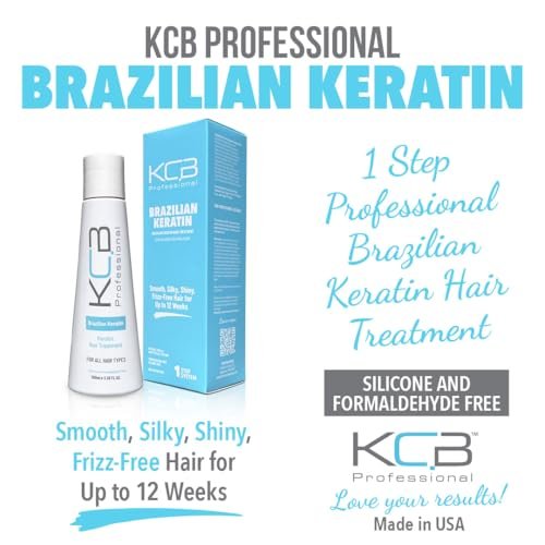 KCB Professional Brazilian Keratin 1 Step Keratin Treatment Kit - Formaldehyde Free, Frizz Control & Straightening for All Hair Types (3.38 Fl Oz) Avelisse