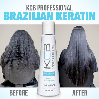 KCB Professional Brazilian Keratin 1 Step Keratin Treatment Kit - Formaldehyde Free, Frizz Control & Straightening for All Hair Types (3.38 Fl Oz) Avelisse