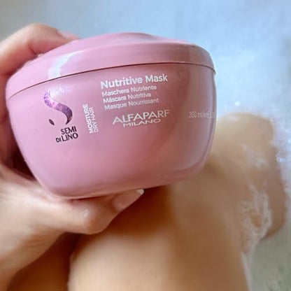 ALFAPARF MILANO Semi di Lino Moisturizing Shampoo and Hair Mask for Dry Hair - Hydrates, Nourishes, Softens - Color Safe - Adds Shine and Softness on Dry Damaged Hair - Sulfate Free Avelisse