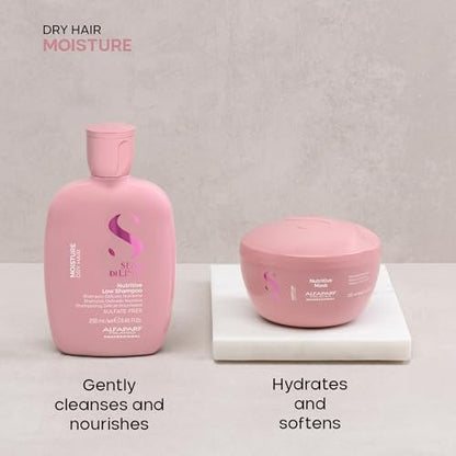 ALFAPARF MILANO Semi di Lino Moisturizing Shampoo and Hair Mask for Dry Hair - Hydrates, Nourishes, Softens - Color Safe - Adds Shine and Softness on Dry Damaged Hair - Sulfate Free Avelisse