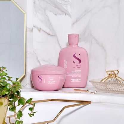 ALFAPARF MILANO Semi di Lino Moisturizing Shampoo and Hair Mask for Dry Hair - Hydrates, Nourishes, Softens - Color Safe - Adds Shine and Softness on Dry Damaged Hair - Sulfate Free Avelisse