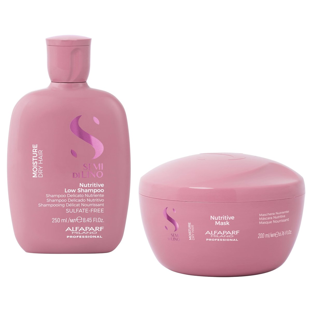 ALFAPARF MILANO Semi di Lino Moisturizing Shampoo and Hair Mask for Dry Hair - Hydrates, Nourishes, Softens - Color Safe - Adds Shine and Softness on Dry Damaged Hair - Sulfate Free Avelisse