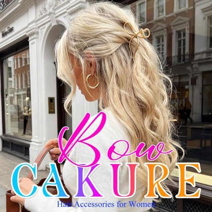 CAKURE Bow Claw Hair Clip Gold Metal Hair Clips for Women - Pack of 2, Medium Jaw Clamps, Stylish Hair Accessories