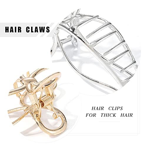 CAKURE Bow Claw Hair Clip Gold Metal Hair Clips for Women - Pack of 2, Medium Jaw Clamps, Stylish Hair Accessories - görsel 8