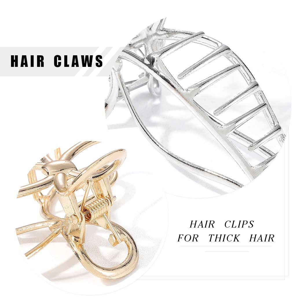 CAKURE Bow Claw Hair Clip Gold Metal Hair Clips for Women - Pack of 2, Medium Jaw Clamps, Stylish Hair Accessories - görsel 7
