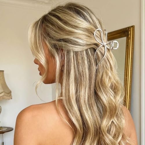 CAKURE Bow Claw Hair Clip Gold Metal Hair Clips for Women - Pack of 2, Medium Jaw Clamps, Stylish Hair Accessories - görsel 6