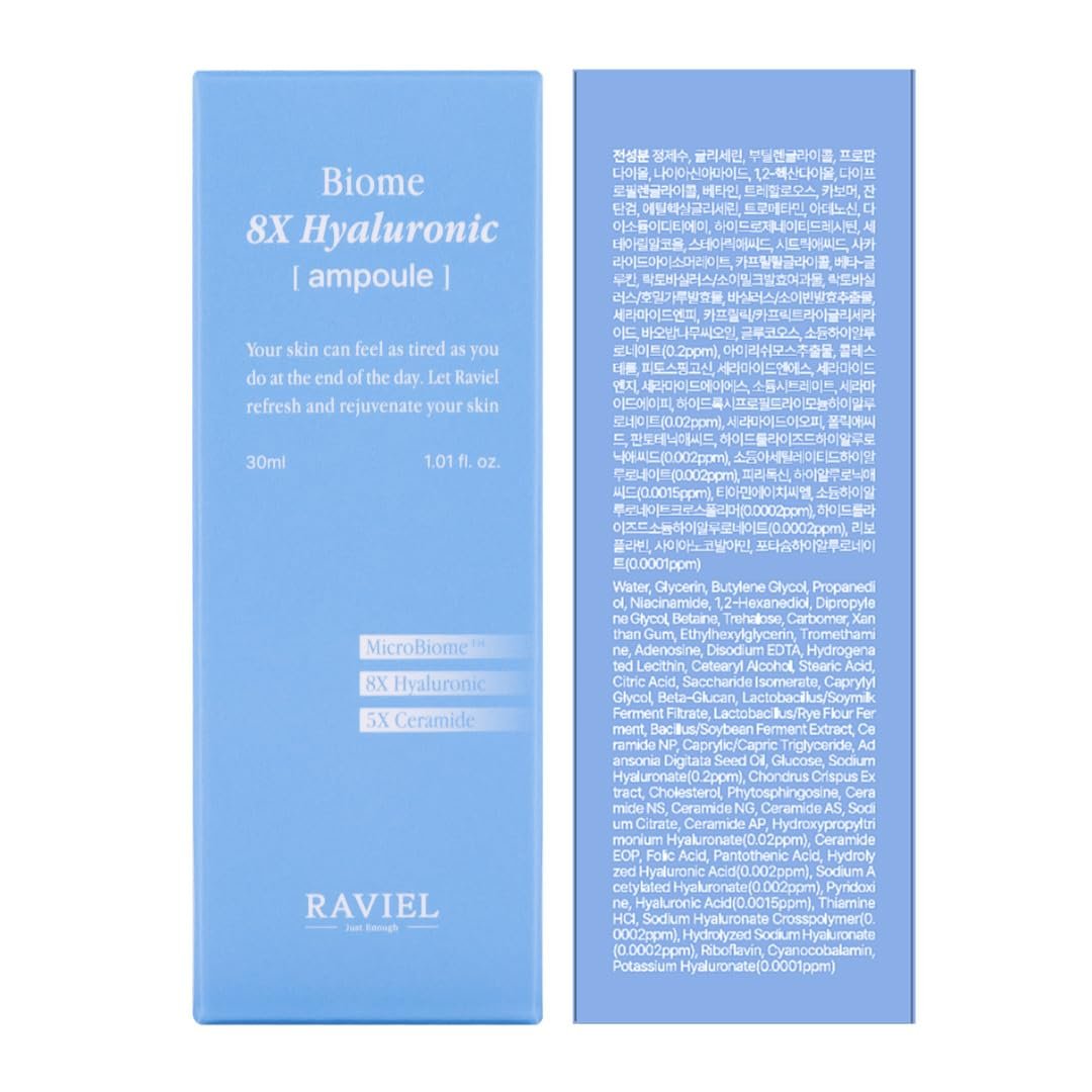 RAVIEL Biome 8X Hyaluronic Ampoule – Intensive Hydration & Pore Care Serum with 5X Ceramide for Dehydrated, Sensitive Skin, Korean Skincare, 30ml - görsel 13
