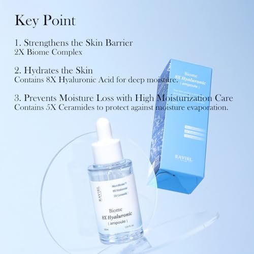 RAVIEL Biome 8X Hyaluronic Ampoule – Intensive Hydration & Pore Care Serum with 5X Ceramide for Dehydrated, Sensitive Skin, Korean Skincare, 30ml - görsel 6
