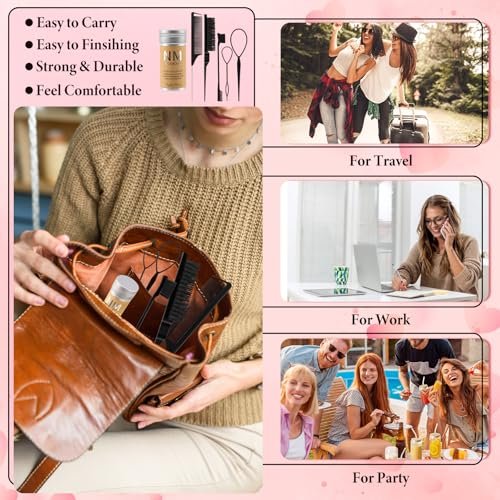 Hair Wax Stick Set for Flyaways – Stocking Stuffers for Women & Kids, Hair Slick Stick Styling Tools for Baby Hairs, Black - görsel 14