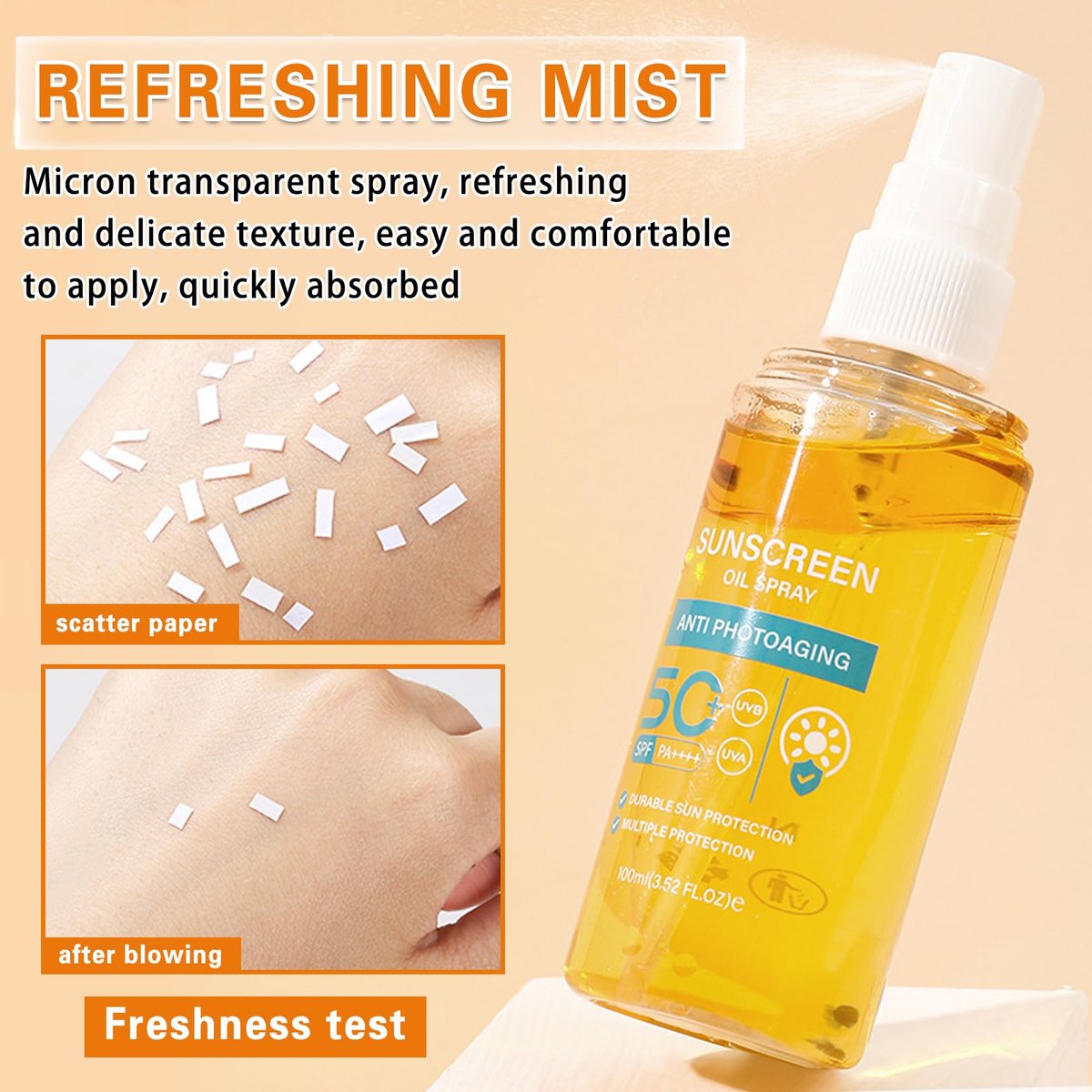 QIUFSSE Sunscreen Oil SPF 50 Body Sunscreen Spray – Hydrating Glow Mist, Lightweight & Refreshing for All Skin Types - görsel 9