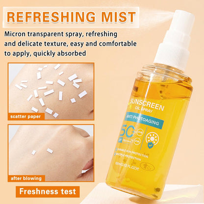 QIUFSSE Sunscreen Oil SPF 50 Body Sunscreen Spray – Hydrating Glow Mist, Lightweight & Refreshing for All Skin Types