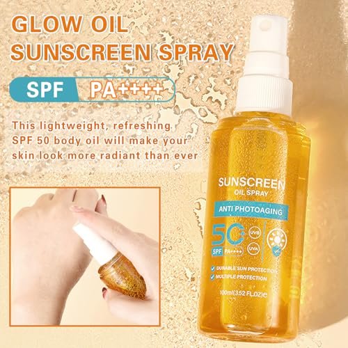 QIUFSSE Sunscreen Oil SPF 50 Body Sunscreen Spray – Hydrating Glow Mist, Lightweight & Refreshing for All Skin Types - görsel 4