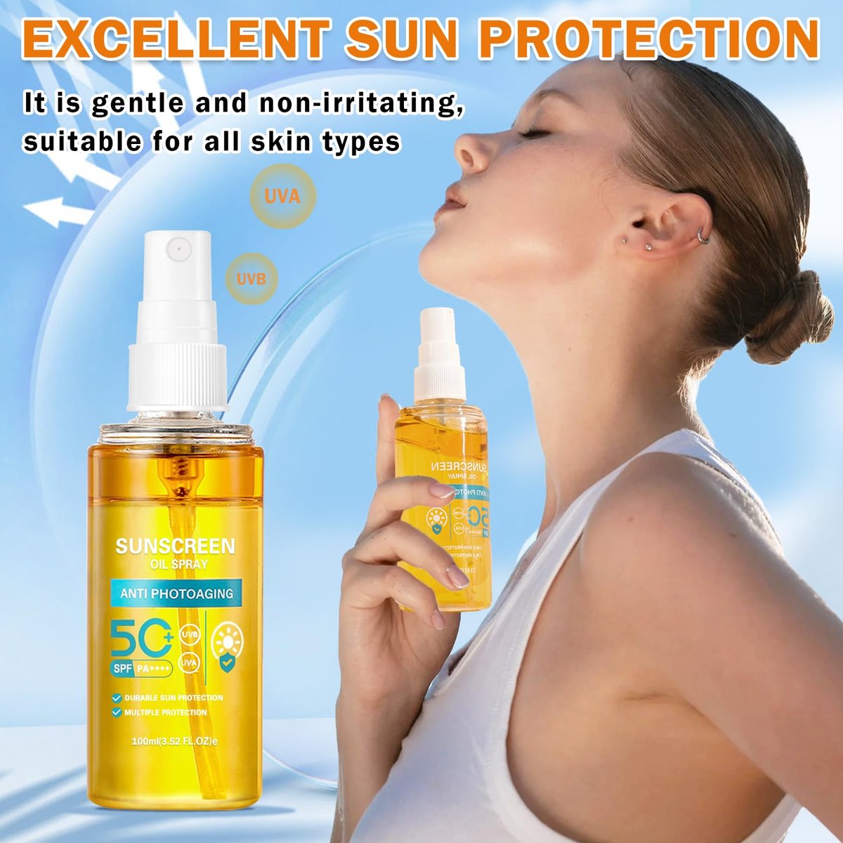 QIUFSSE Sunscreen Oil SPF 50 Body Sunscreen Spray – Hydrating Glow Mist, Lightweight & Refreshing for All Skin Types - görsel 13